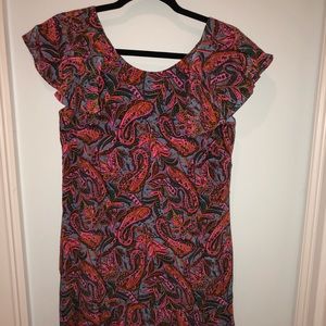 JCrew Ruffled dress in vibrant paisley
